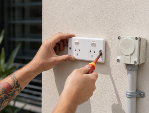 Residential – Power Points New double power point installed on an exterior wall of a residential property