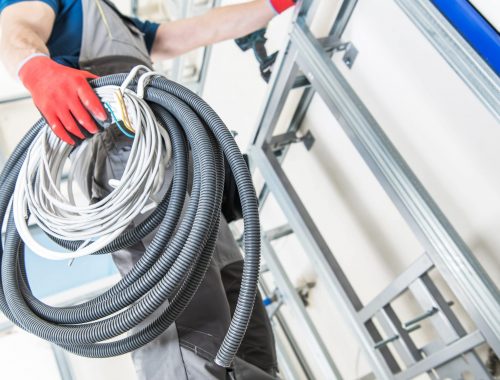 Electrical System Installation Underground electrical services Newcastle. Powellect Level 2 electricians with insulated EWP truck