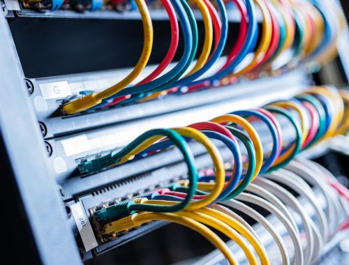 Wires in server computer hardware. appliance testing electrician Appliance testing and tag electrician